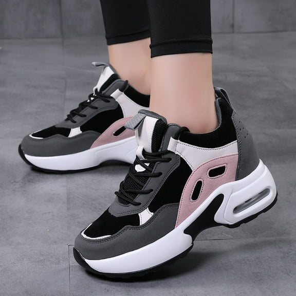 Women's Platform Sneakers Wedges Lace Up Shoes Increase Fashion Sneakers for Womens Girls