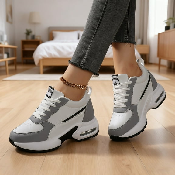 Women's Platform Sneakers Wedges  Lace Up Shoes Increase Fashion Sneakers for Womens Girls
