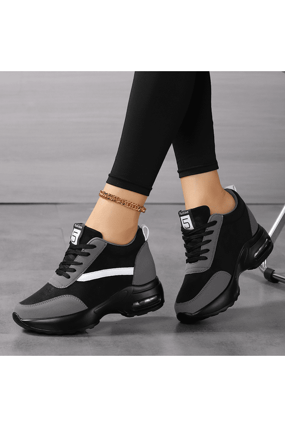 Women's Platform Sneakers Wedges  Lace Up Shoes Increase Fashion Sneakers for Womens Girls