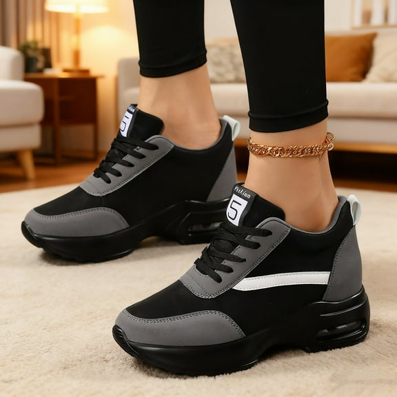 Women's Platform Sneakers Wedges  Lace Up Shoes Increase Fashion Sneakers for Womens Girls