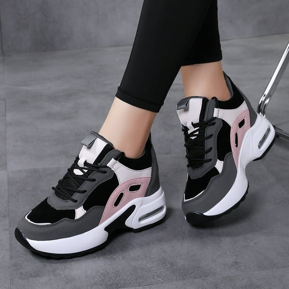 Women's Platform Sneakers Wedges Lace Up Shoes Increase Fashion Sneakers for Womens Girls