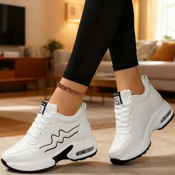 Women's Platform Sneakers Wedges  Lace Up Shoes Increase Fashion Sneakers for Womens Girls