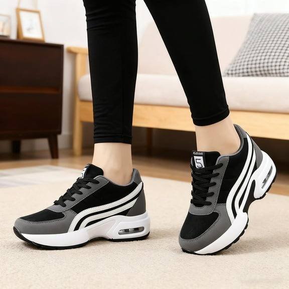 Women's Platform Sneakers Wedges  Lace Up Shoes Increase Fashion Sneakers for Womens Girls