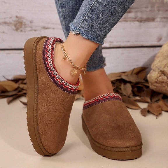 Women's Platform Snow Boots - Warm, Durable Winter Shoes for Outdoor Non-Slip Comfort, Thickened Flat Soles with Winter Slippers