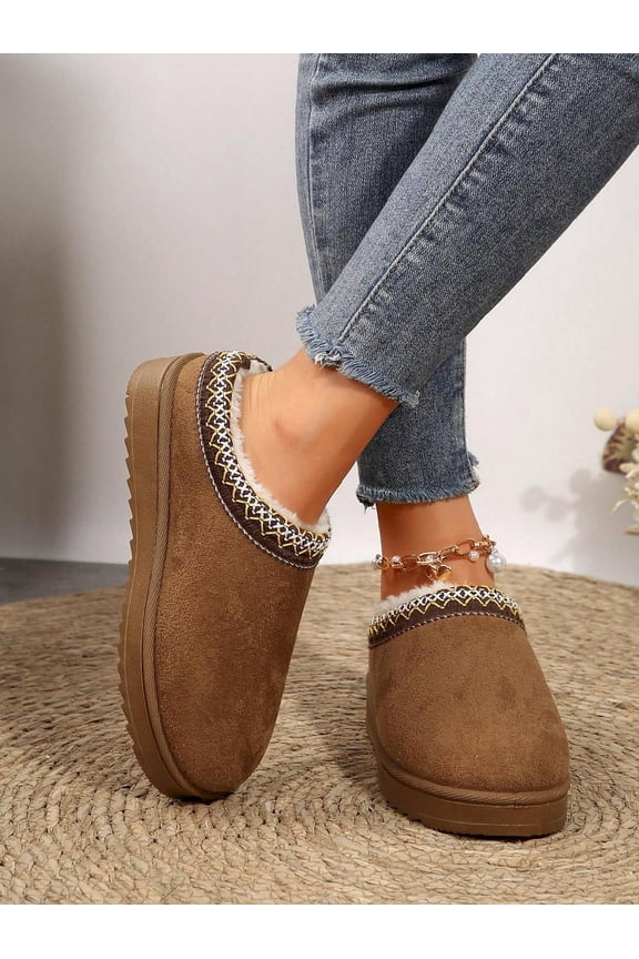 Women's Platform Snow Boots - Warm Winter Shoes with Thickened Flat Soles for Outdoor Non-Slip Comfort