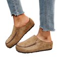 thumbnail image 1 of Women's Platform Suede Slip On Casual Shoes Close Toe Lightweight Clogs Wide Width Non Slip Slide Walking Shoes Brown Size 6.5, 1 of 7