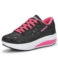 thumbnail image 1 of Women’s Thick Platform Wedge Walking Sneakers, Comfort Casual Lace Up Daily Shoes, 1 of 4