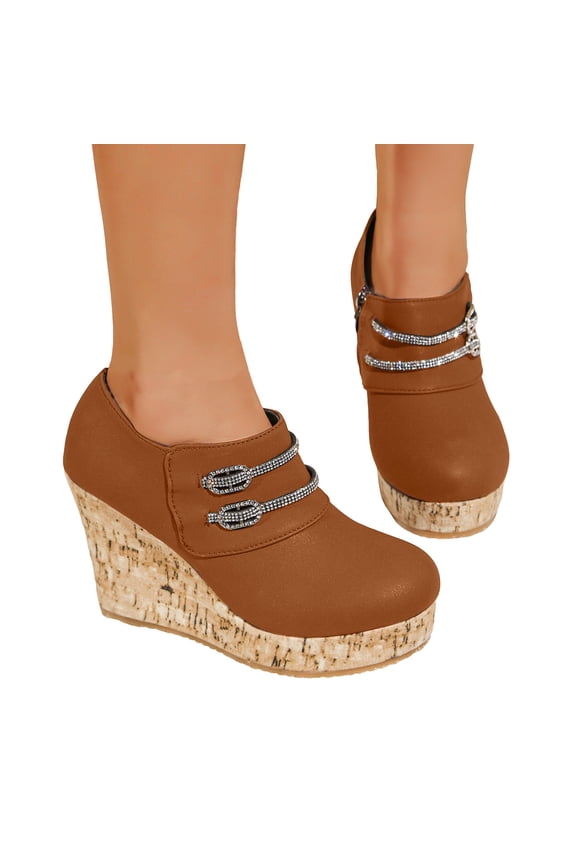 Women's Platform Wedge Casual Shoes Slip On Lightweight Mary Jane Shoes Comfortable Low Top Ankle Boots Yellow Size 9