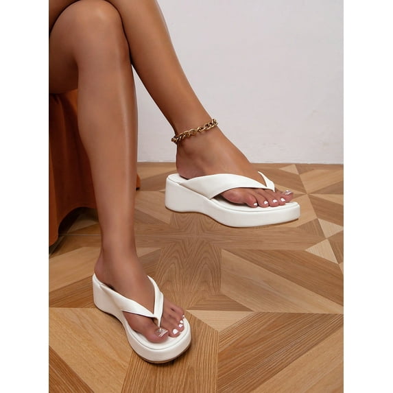 Women‘s Platform Wedge Heel Clip Toe Slippers Fashionable And Casual Summer