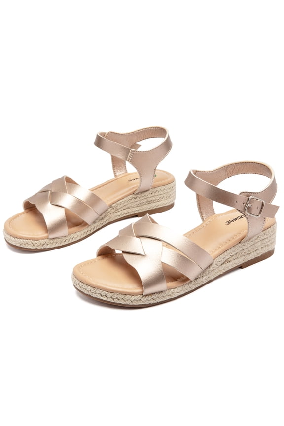 Women's Platform Wedge Heel Sandals - Adjustable Buckle Ankle Strap Open-Toe, Lightweight Rubber Sole Comfortable Casual Summer Sandals
