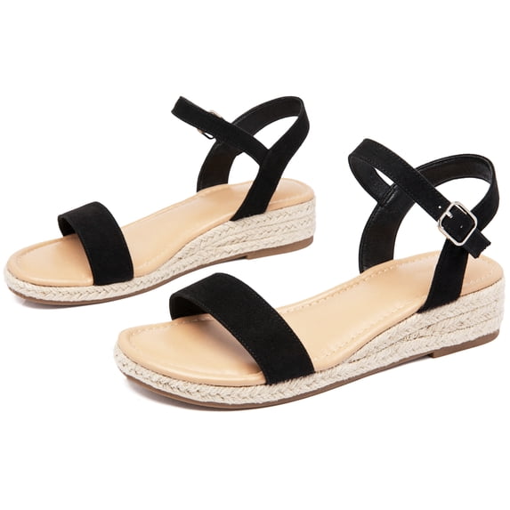 Women's Platform Wedge Heel Sandals - Buckle Ankle Strap, Open-Toe Comfortable Insole Lightweight Rubber Sole Casual Summer Sandals