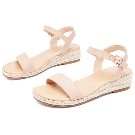 Women's Platform Wedge Heel Sandals - Buckle Ankle Strap, Open-Toe Comfortable Insole Lightweight Rubber Sole Casual Summer Sandals