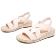 thumbnail image 1 of Women's Platform Wedge Heel Sandals - Comfortable Insole Lightweight Rubber Sole, Open-Toe Adjustable Elastic Strap Summer Casual Sandals, 1 of 7