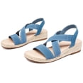 thumbnail image 1 of Women's Platform Wedge Heel Sandals - Comfortable Insole Lightweight Rubber Sole, Open-Toe Adjustable Elastic Strap Summer Casual Sandals, 1 of 7
