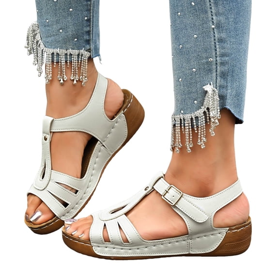 Women's Platform Wedge Sandals 2025 Fashion Casual Leather Open Toe Mid Heel Dressy Sandals for Women Summer