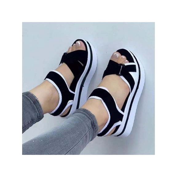 Women's Platform Wedge Sandals - Casual Summer Adjustable Mat High Heel for Travel Outdoor