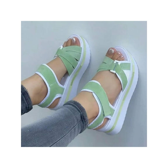 Women's Platform Wedge Sandals - Casual Summer Slide with Adjustable Heel for Outdoor Leisure Travel