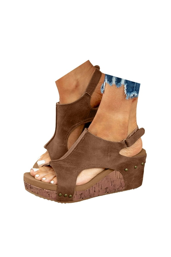 Women's Platform Wedge Sandals Comfortable Open Toe Cork Casual Dressy Summer Shoes for Women 2025