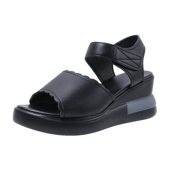 Women's Platform Wedge Sandals Comfortable Soft Thick Sole Walking Shoes Casual Summer Open Toe Ankle Strap Pumps