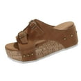 thumbnail image 1 of Women's Platform Wedge Sandals, Cork Wedges Heels Slip on Platform Slides Sandals Comfortable Open Toe Casual & Dressy Summer Beach Shoes, 1 of 7
