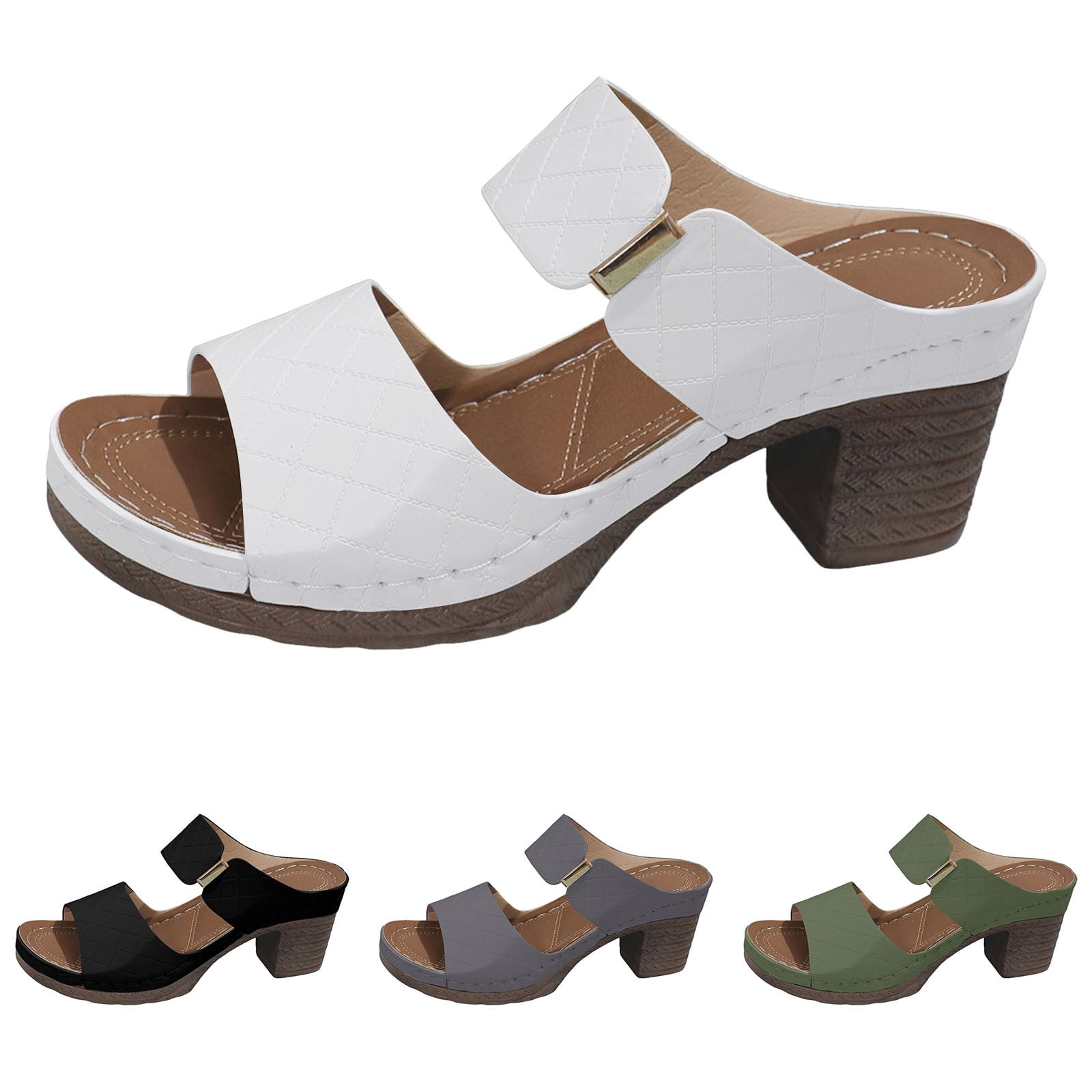 Women's Platform Wedge Sandals Dressy Summer Casual Open Toe Comfortable Mules Slides Breathable Slippers Vacation Summer Dress Shoes White Size 6