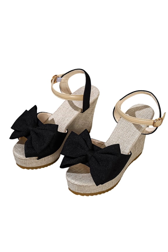 Women's Platform Wedge Sandals Layered Woven Espadrille Heel Padded Footbed Versatile Casual Summer Women Sandals