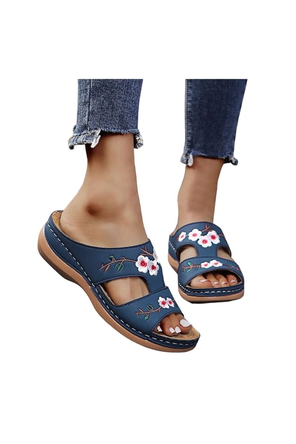 Women's Platform Wedge Sandals Open Toe Elastic Ankle Strap Casual Dressy Summer Lightweight Shoes for All Day Wear Orange Size 9