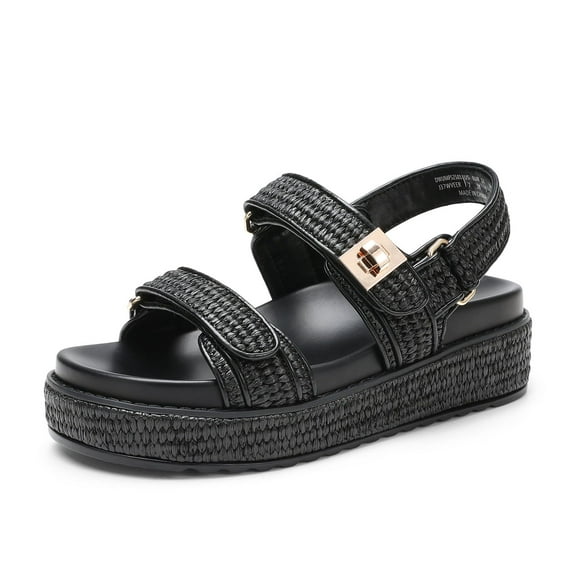 Women's Platform Wedge Sandals with Adjustable Straps and Arch Support Footbed