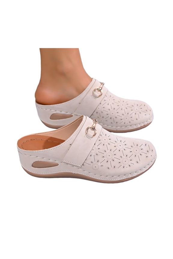 Women’s Platform Wedge Slide – Round Toe Casual Thick Sole Slip-On Comfort Shoe