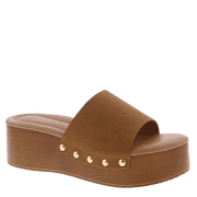 Women s Platform Wedge Slide Sandals Cushioned Open Toe Slip On with Studded Strap