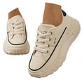 thumbnail image 1 of Women's Platform Wedge Sneakers Breathable Slip on Walking Shoes Fashion Leather Lace up Comfortable Work Outdoor Travel Shoes Khaki Size 6.5, 1 of 4