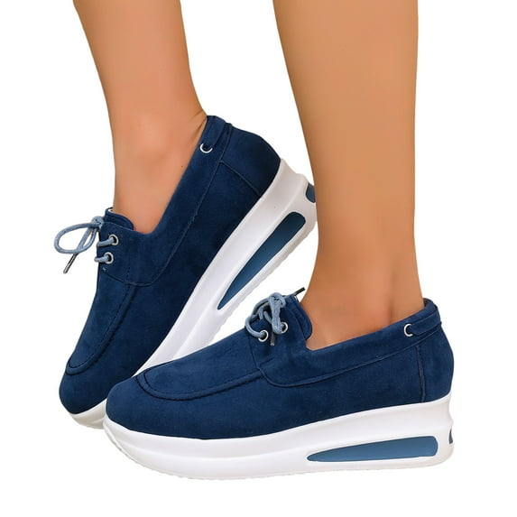 Women's Platform Wedge Walking Shoes Spring Fall Comfortable Suede Lace up Chunky Fashion Sneakers Loafers