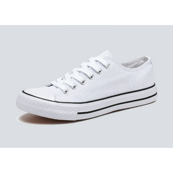 Women's Platform White Canvas Shoes - Comfort Lace-Up Fashion Sneakers