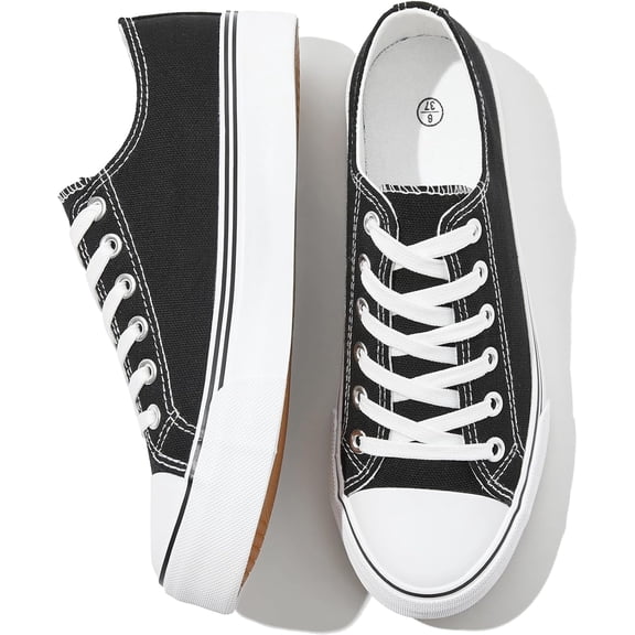 Women's Platform White Canvas Shoes - Comfort Lace-Up Fashion Sneakers