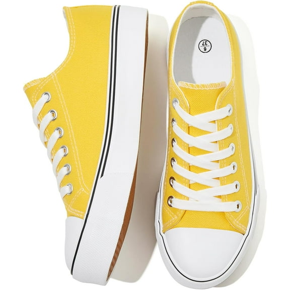 Women's Platform White Canvas Shoes - Comfort Lace-Up Fashion Sneakers