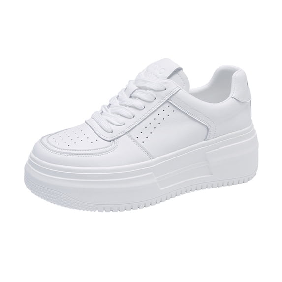 Women’s Platform White Sneakers, Chunky Thick Sole Lace-Up Casual Shoes for Everyday Walking