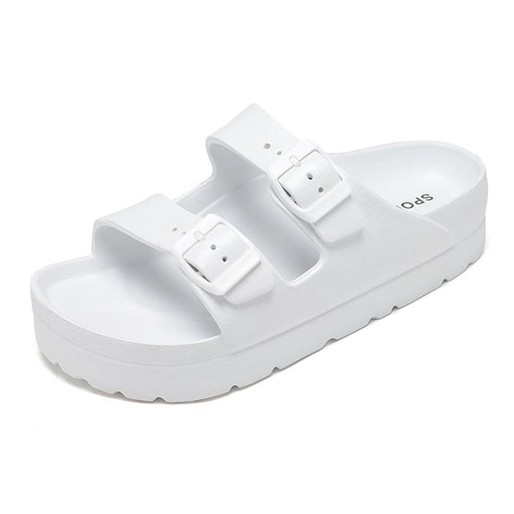 Women's Platform open toes Sandals, Adjustable Buckle Flat Sandals Comfort Slides Women Summer Essential Beach Home and Street Casual buckle sandals