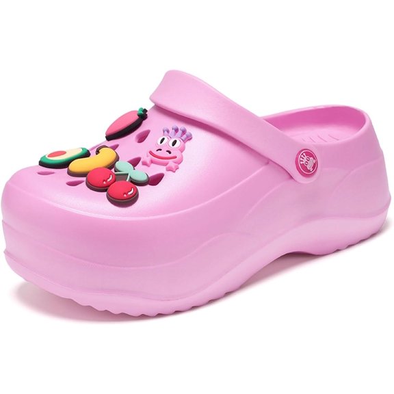 Women's Platfrom Clogs,Garden Clogs for Women,2.75 in High Heels Mules Clog Wedge Sandals with Clogs Charms