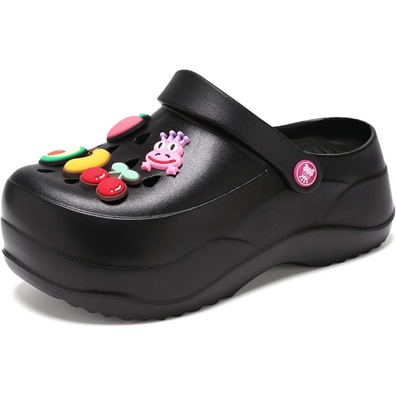 Women's Platfrom Clogs,Garden Clogs for Women,2.75 in High Heels Mules Clog Wedge Sandals with Clogs Charms