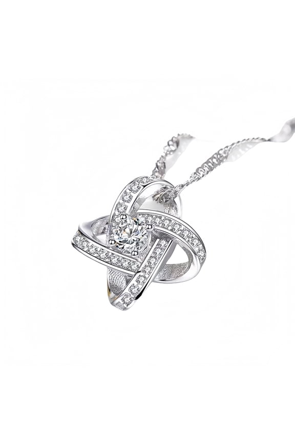 Women's Platinum Necklace With Copper-plated Gold Pendant, Artificial Gemstone Diamond Pendant Necklace Women's Anniversary Birthday Gift, Wife, Mother, Girlfriend Jewelry Gift