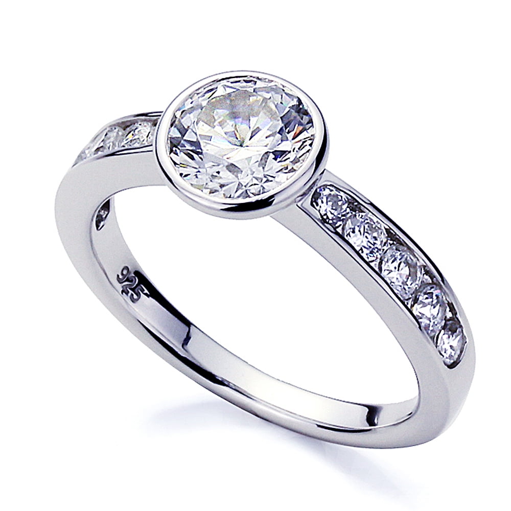 Platinum plated sterling silver engagement rings best sale