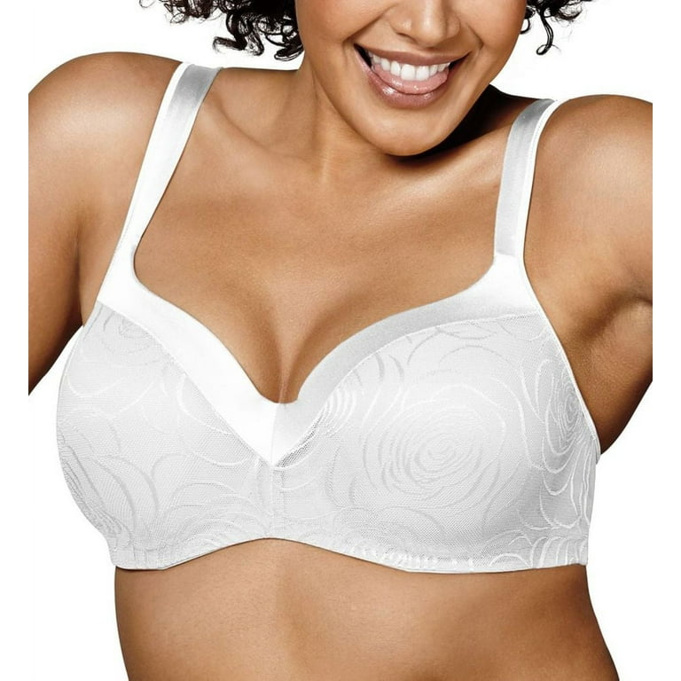 Women's Playtex 4823 Secrets Amazing Shape Balconette Underwire Bra (White  Rose Jacq 42B) 