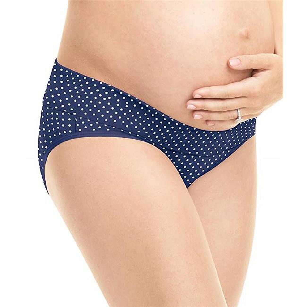 Women's Playtex PMMDBF Maternity Fold Down Modern Brief Panty - 3 Pack  (NavyWhtDot/White/Peach XL) 