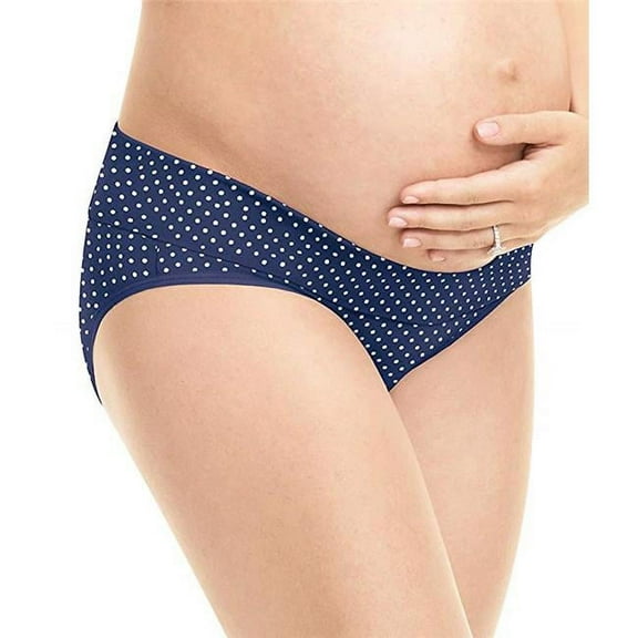 Women's Playtex PMMDBF Maternity Fold Down Modern Brief Panty - 3 Pack (NavyWhtDot/White/Peach XL)