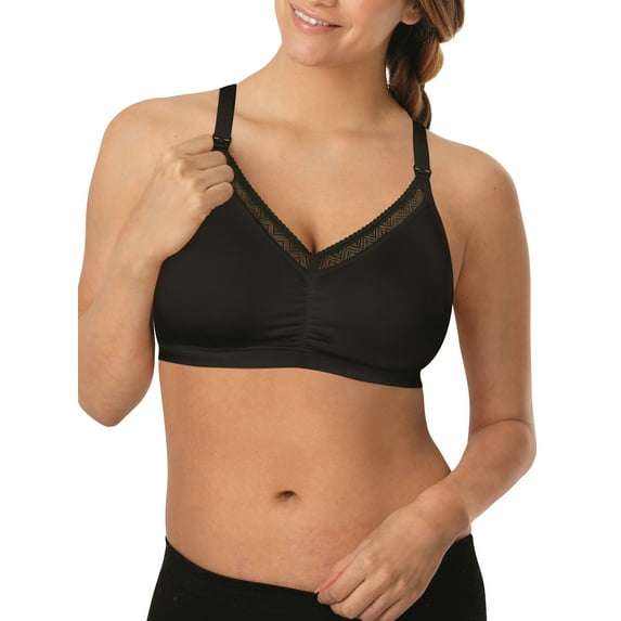 Women's Playtex US3002 Shaping Foam Wirefree Nursing Bra with Lace (Black 3X)