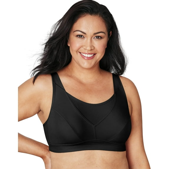 Women's Playtex US4221 Bounce Control Wire Free Sports Bra (Black 46G)