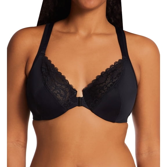 Women's Playtex US4423 Front Close No Poke Dreamwire Bra (Black 48DD)