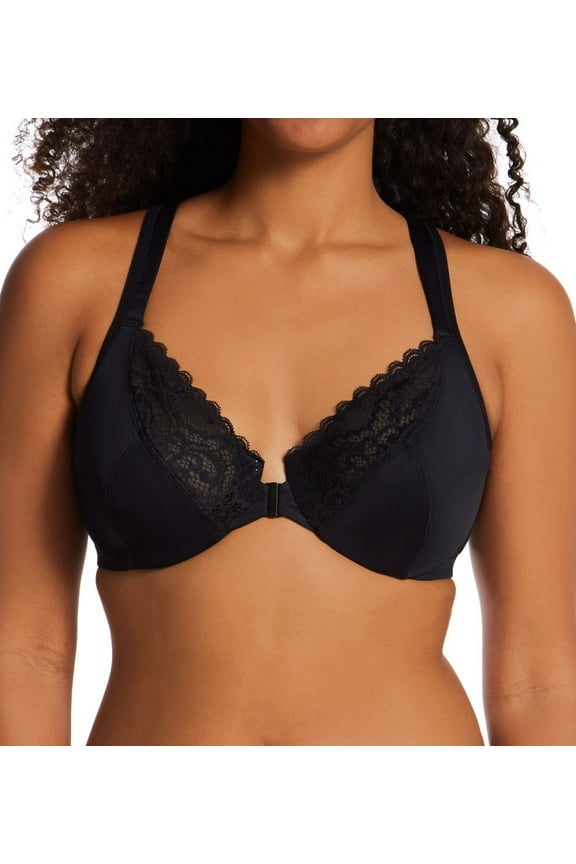 Women's Playtex US4423 Front Close No Poke Dreamwire Bra (Black 48DD)