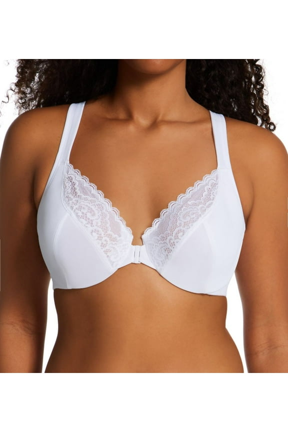 Women's Playtex US4423 Front Close No Poke Dreamwire Bra (White 48G)