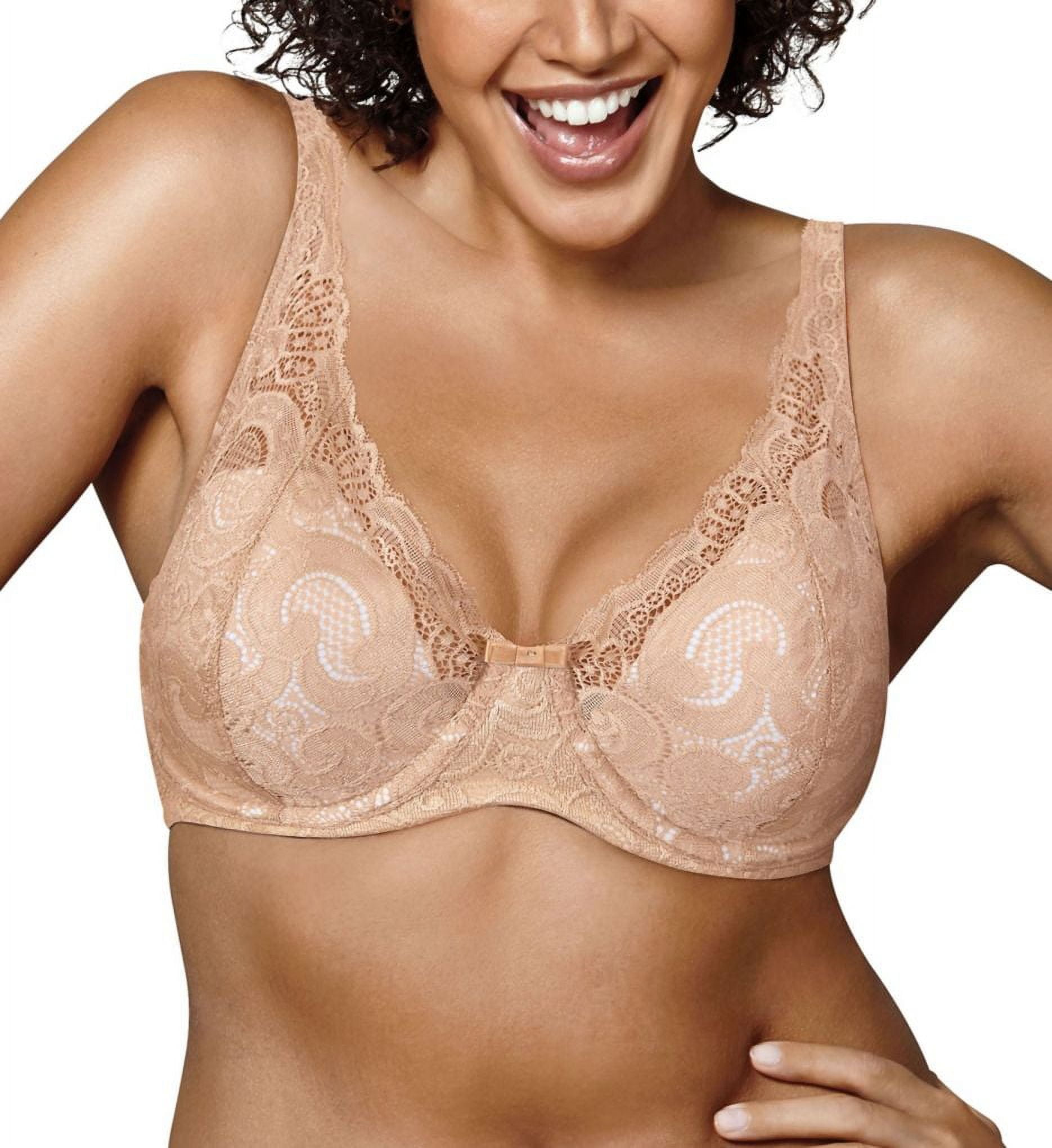 Women's Playtex US4514 Love My Curves Thin Foam with Lace Underwire Bra  (White/Nude 44C) 
